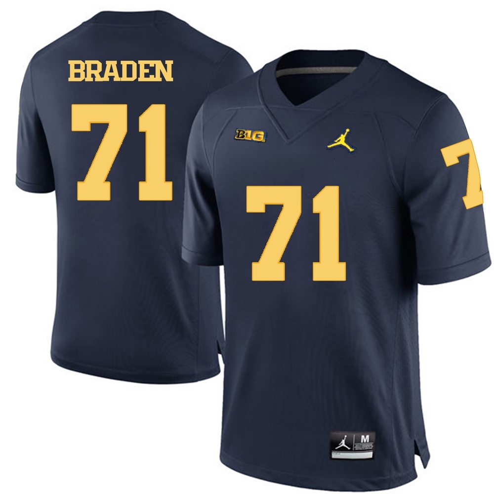 Michigan Wolverines Men's NCAA Ben Braden #71 Navy Blue College Football Jersey VTV3349OC